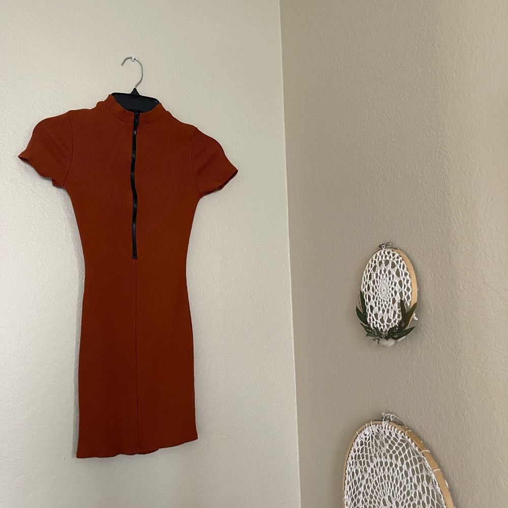 OOTD Fashion Rust Bodycon Dress